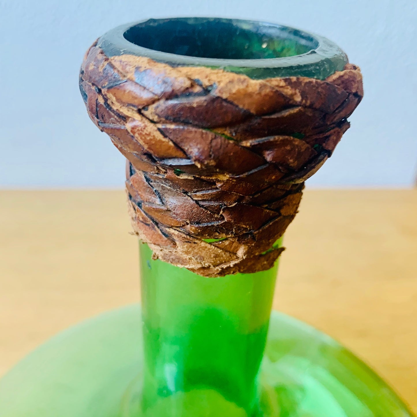 Dame Jeanne Verte bouchon cuir